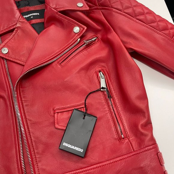 Brand New, Never worn Dsquared2 quilted detail zip-up leather jacket with tags - Picture 9 of 10